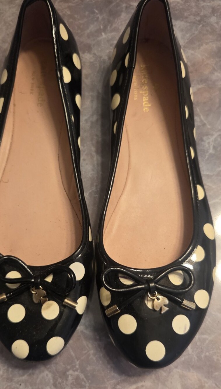 Black Polka Dot Ballet Flats with Bow